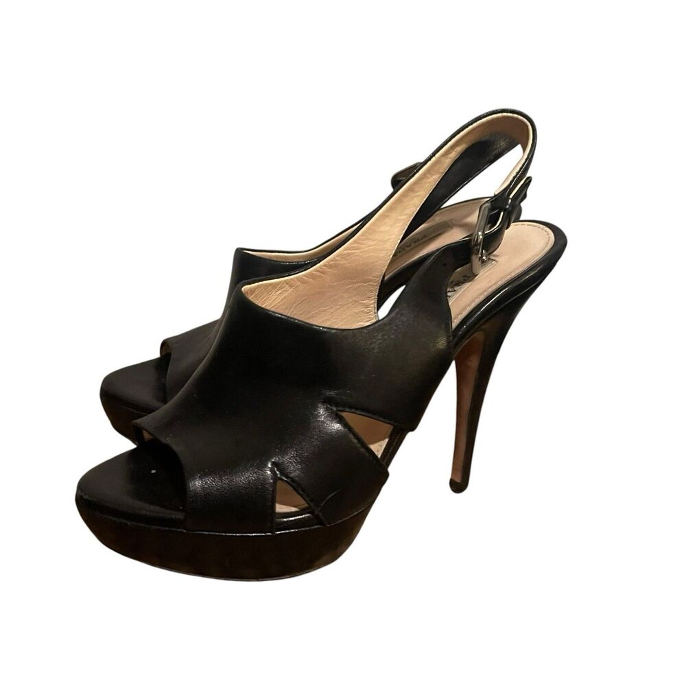 Vintage Y2K Prada Black Leather Stiletto High Heels Platform Size EU 35.5 US 5